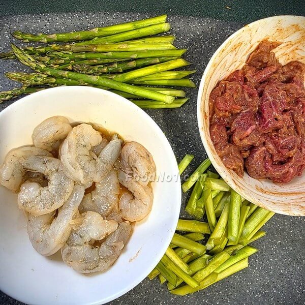 蝦仁蘆筍炒牛肉材料, 
