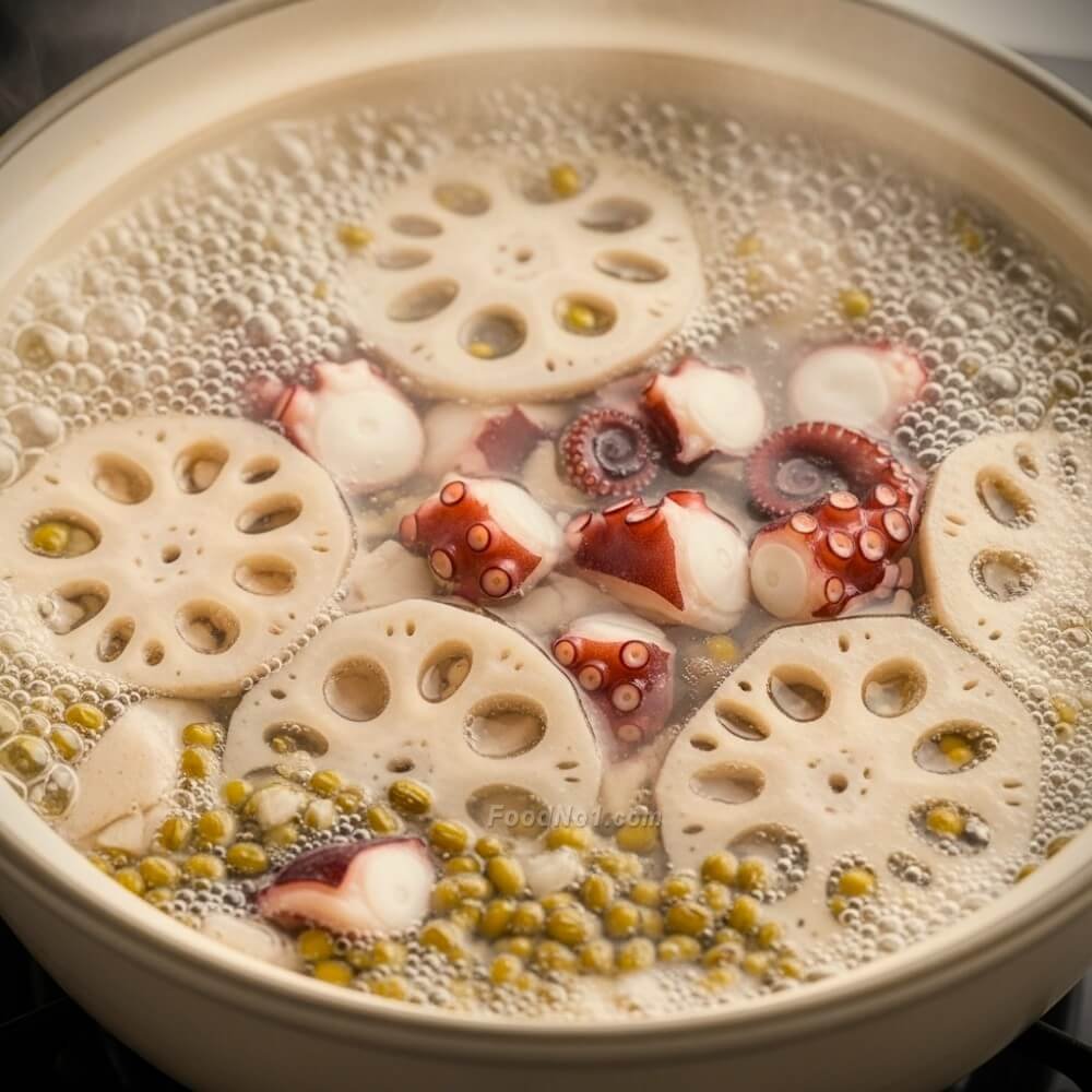 蓮藕章魚綠豆湯-材料